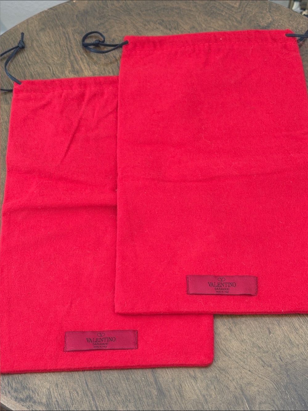 Valentino Garavani Red Drawstring Flannel Dust Bags-Set of 2-Authentic